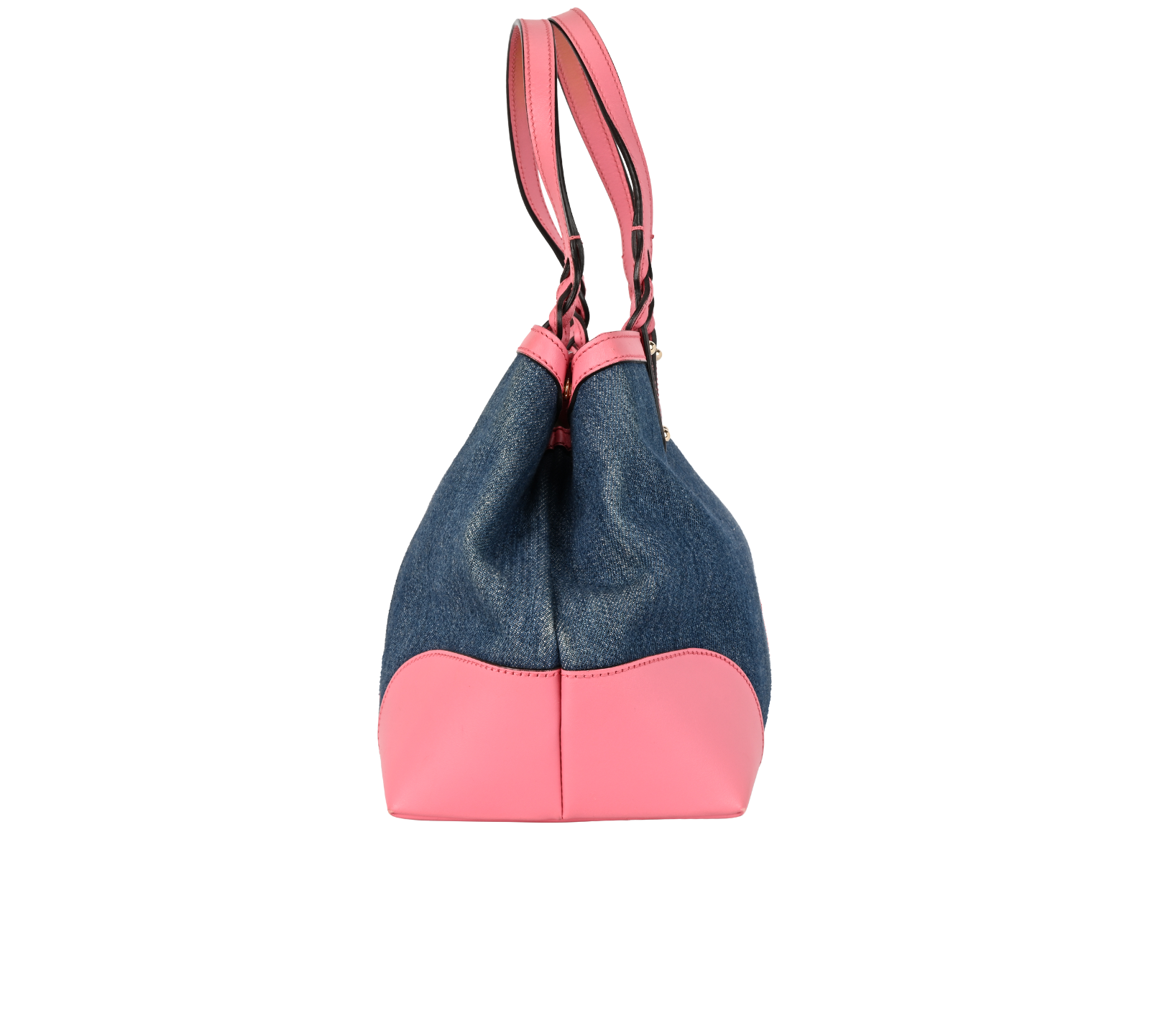 Denim Craft Tote Bag, &pound;495, Handbags, Blue/Pink, Canvas/Leather, Bottom view